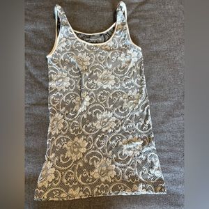 Soft Surroundings‎ Womens OS Black White Damask Floral Tank Top Stretch 9030